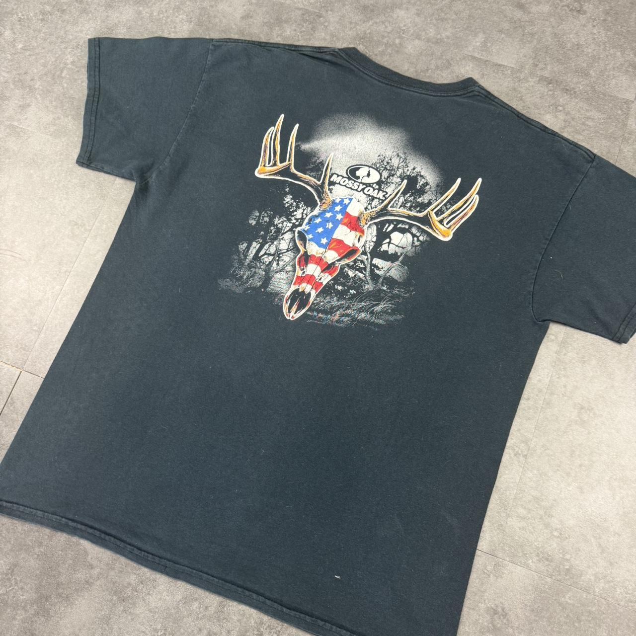 Mossy Oak 2000s USA grunge skull hunter Logo graphic T shirt