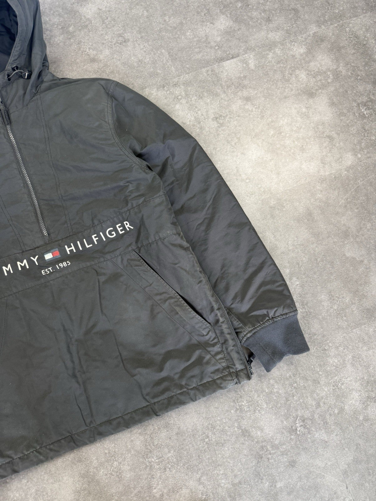 Tommy Hilfiger Padded Windbreaker Half Zip Water Resistant Hoodie Jacket