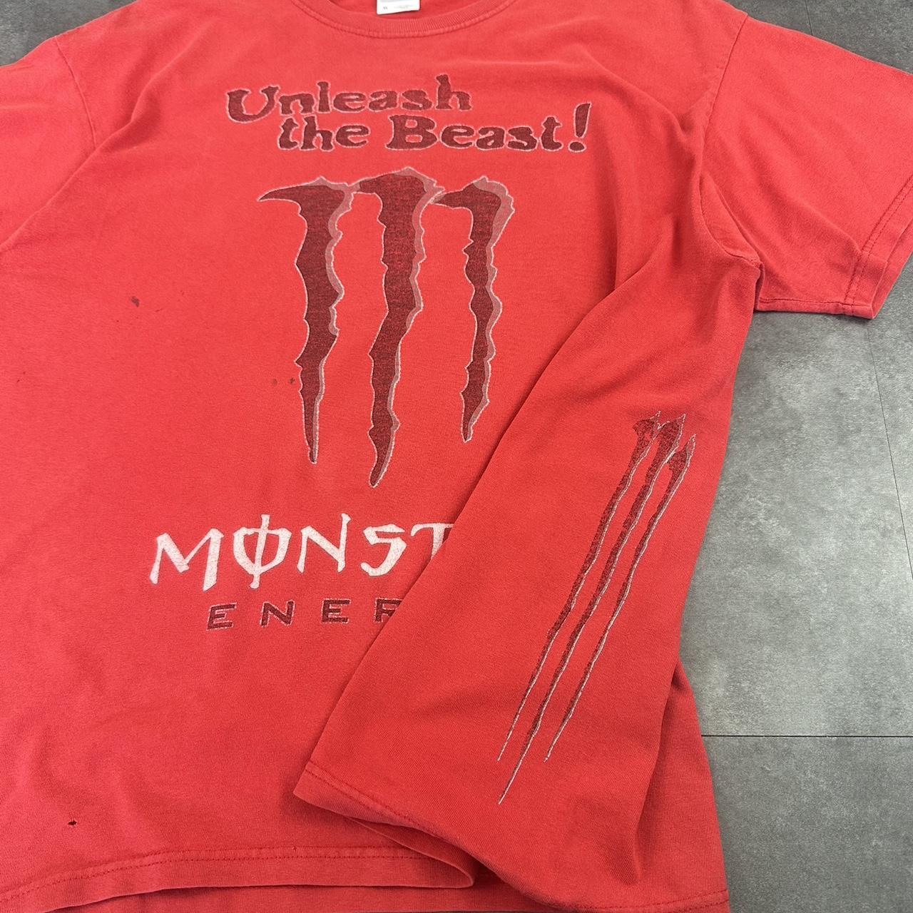 Fruit of The Loom x Monster Energy T 2000s Print Logo design graphic T shirt