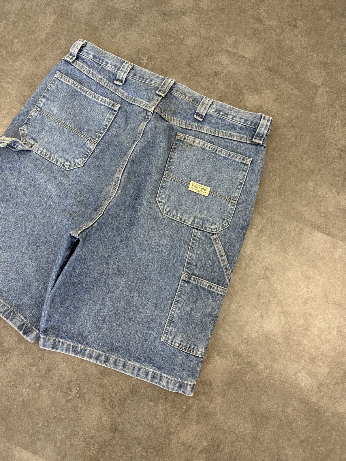 Wrangler Dungaree Vintage Baggy Carpenter 90s Y2K Denim Jorts Shorts Workwear 36