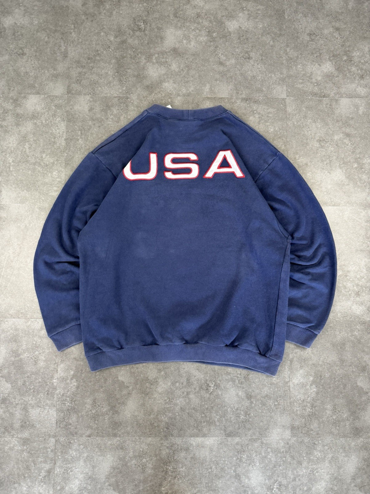 Vintage Nike USA Flag Sweatshirt Men's Medium White Tag Olympics Embroidered 90s
