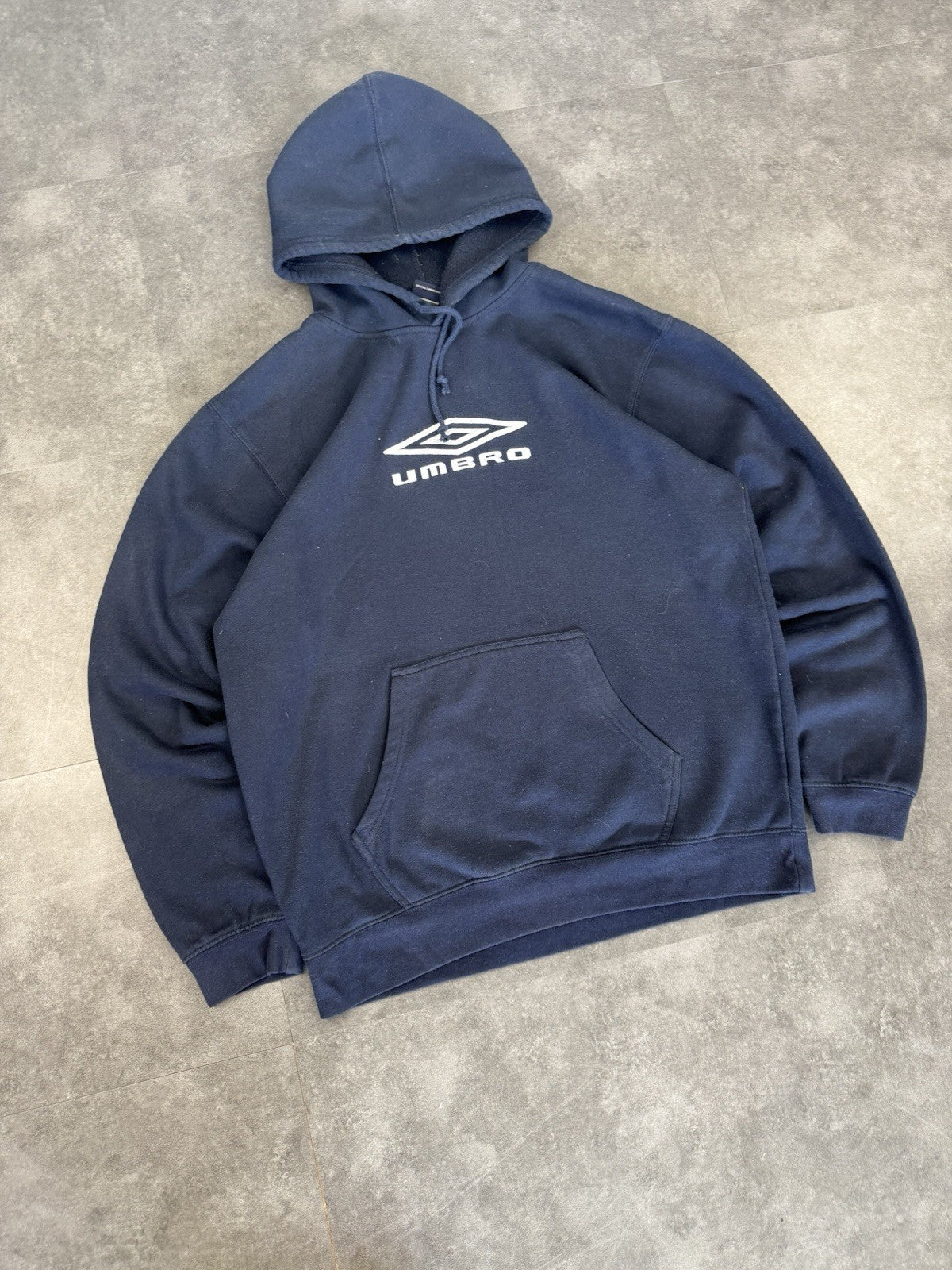Umbro 2000s hoodie Vintage Navy Embroidered Logo Cotton Y2k 90s Mens L