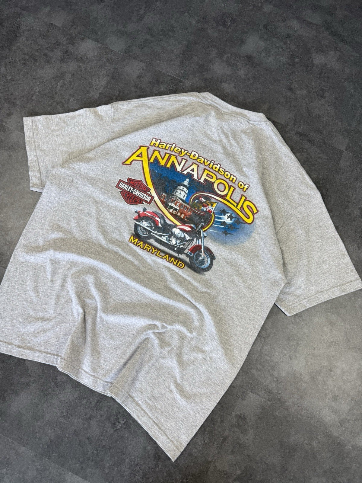 Harley Davidson Vintage T Shirt Mens XL Y2k 90s Biker Annapolis Maryland