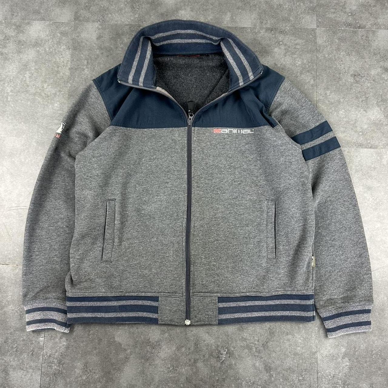 Animal 2000s vintage Spellout embroidered full zip up Sweatshirt
