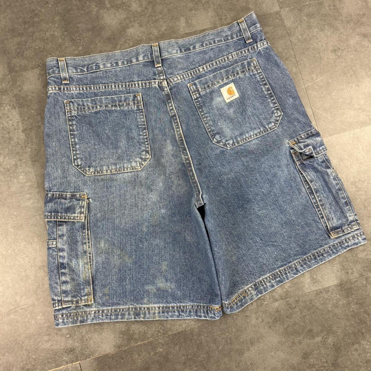 Carhartt 2000s dungaree workwear comfort fit denim shorts jorts