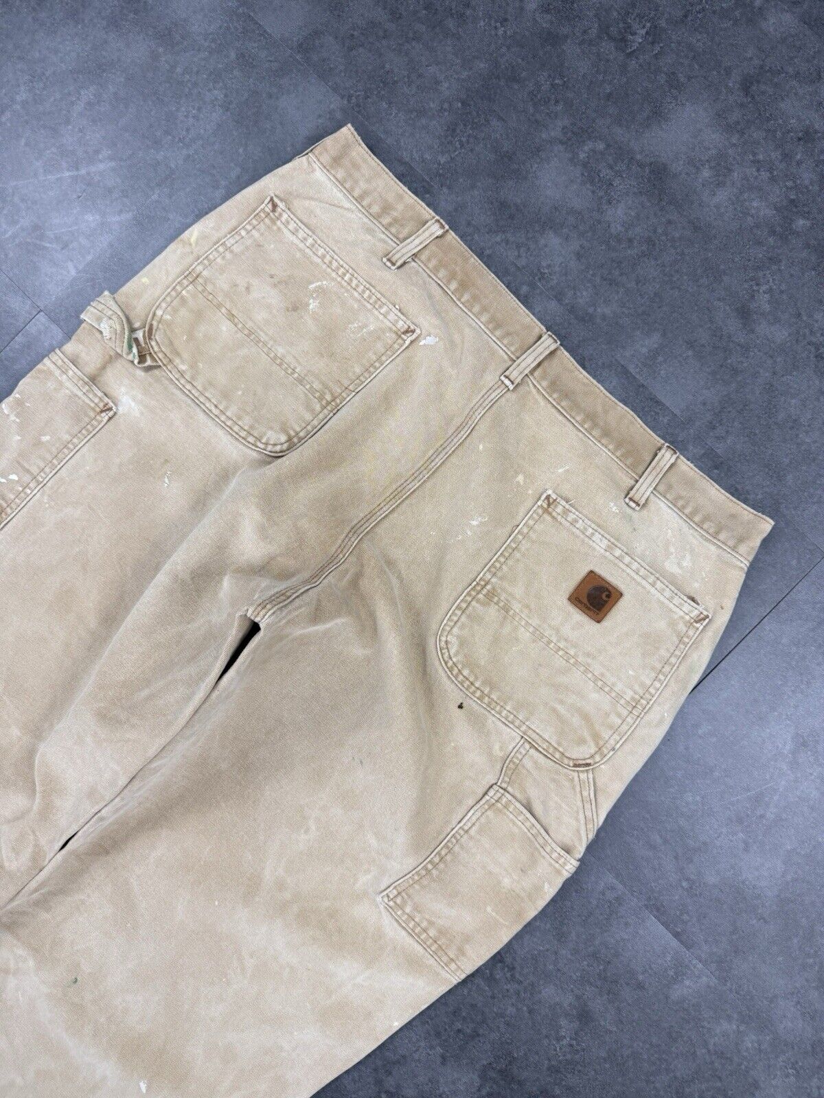 Vintage Carhartt Tan Brown Heavy Carpenter Baggy Trousers 38x30