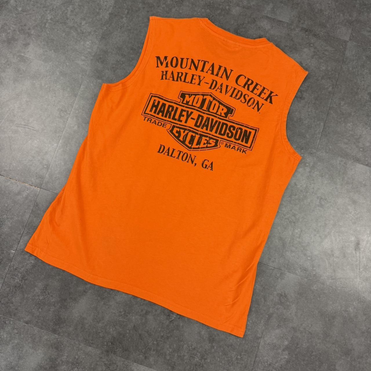 Harley Davidson 2000s biker motorcycle logo Spellout graphic sleeveless vest T shirt