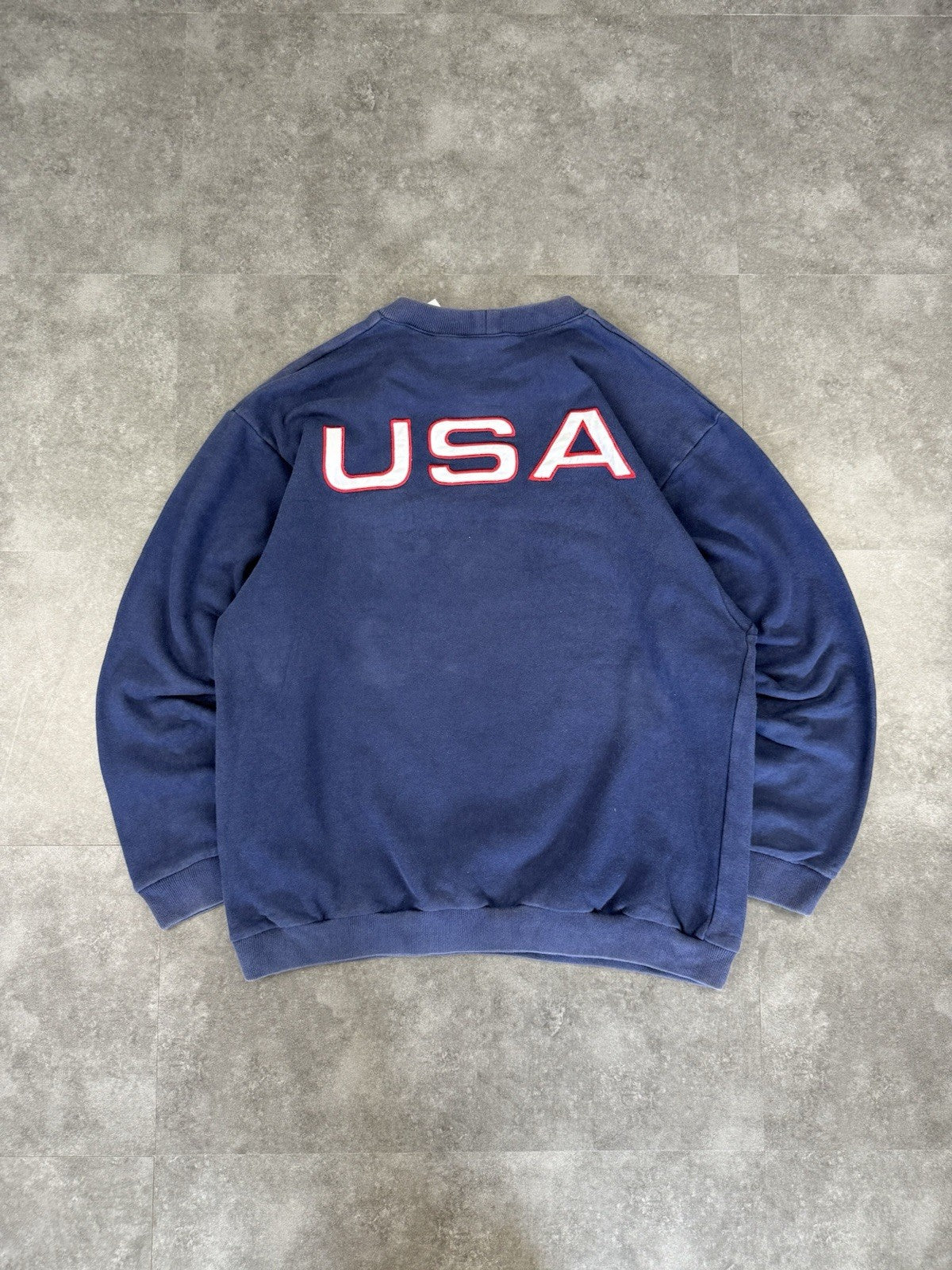 Vintage Nike USA Flag Sweatshirt Men's Medium White Tag Olympics Embroidered 90s