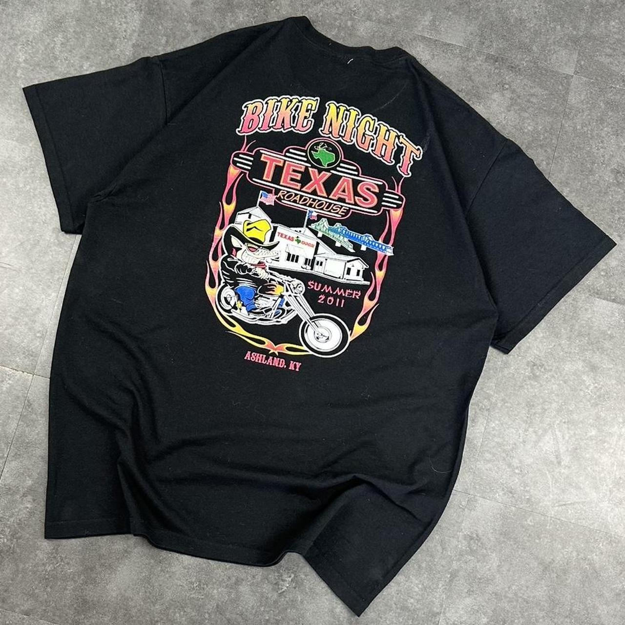 Texas Roadhouse Jerzees 2000s biker motorcycle USA Spellout graphic T shirt