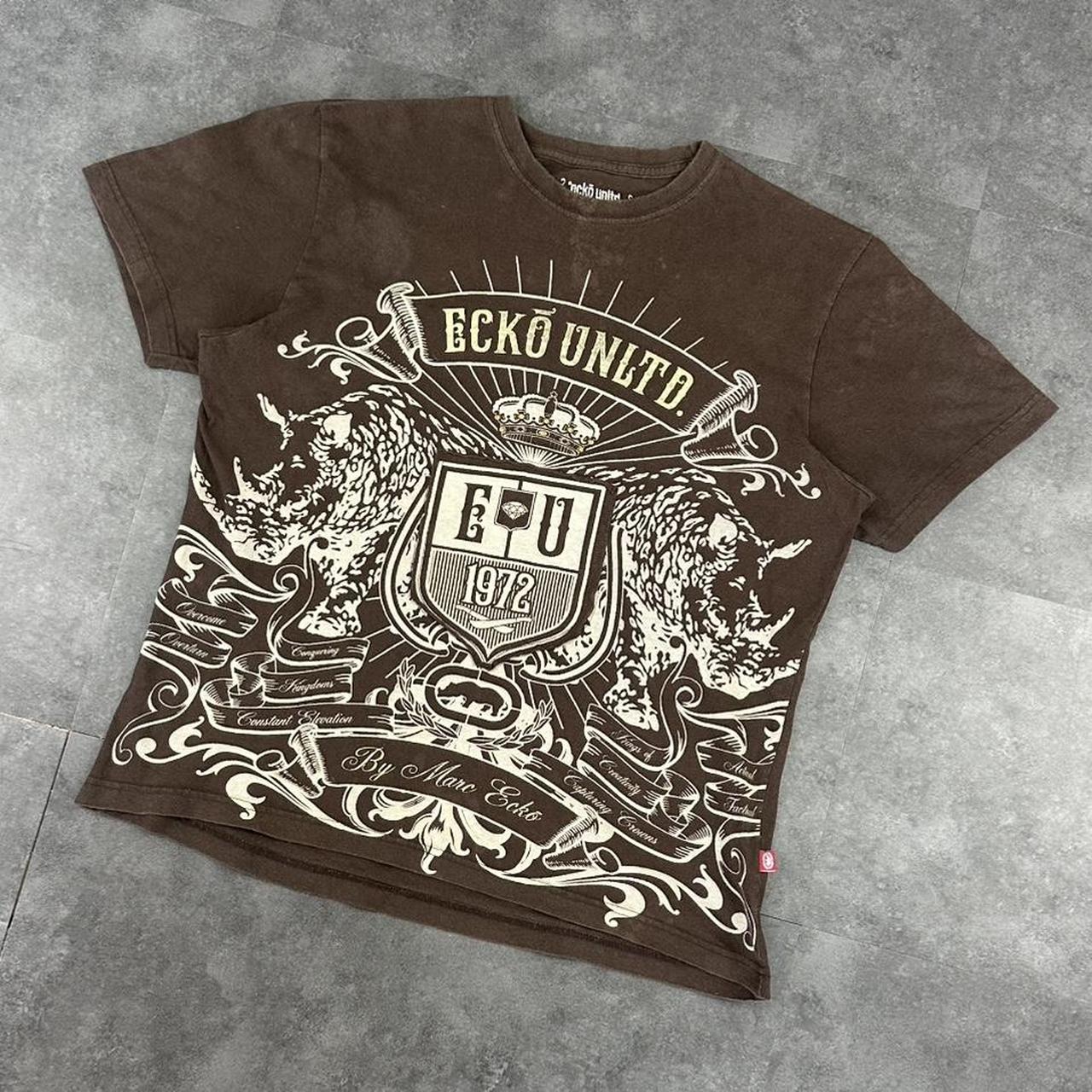 Ecko Unltd 90s Y2K Embroidered crest print graphic logo shirt