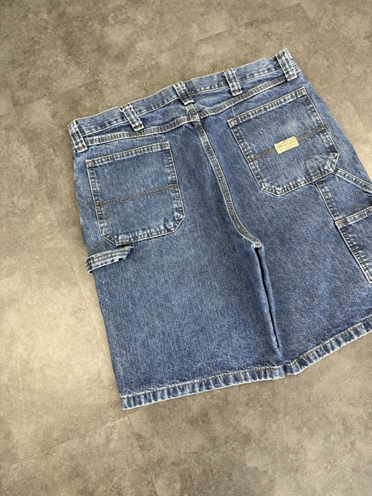 Wrangler Dungaree Vintage Baggy Carpenter 90s Y2K Denim Jorts Shorts Workwear 36