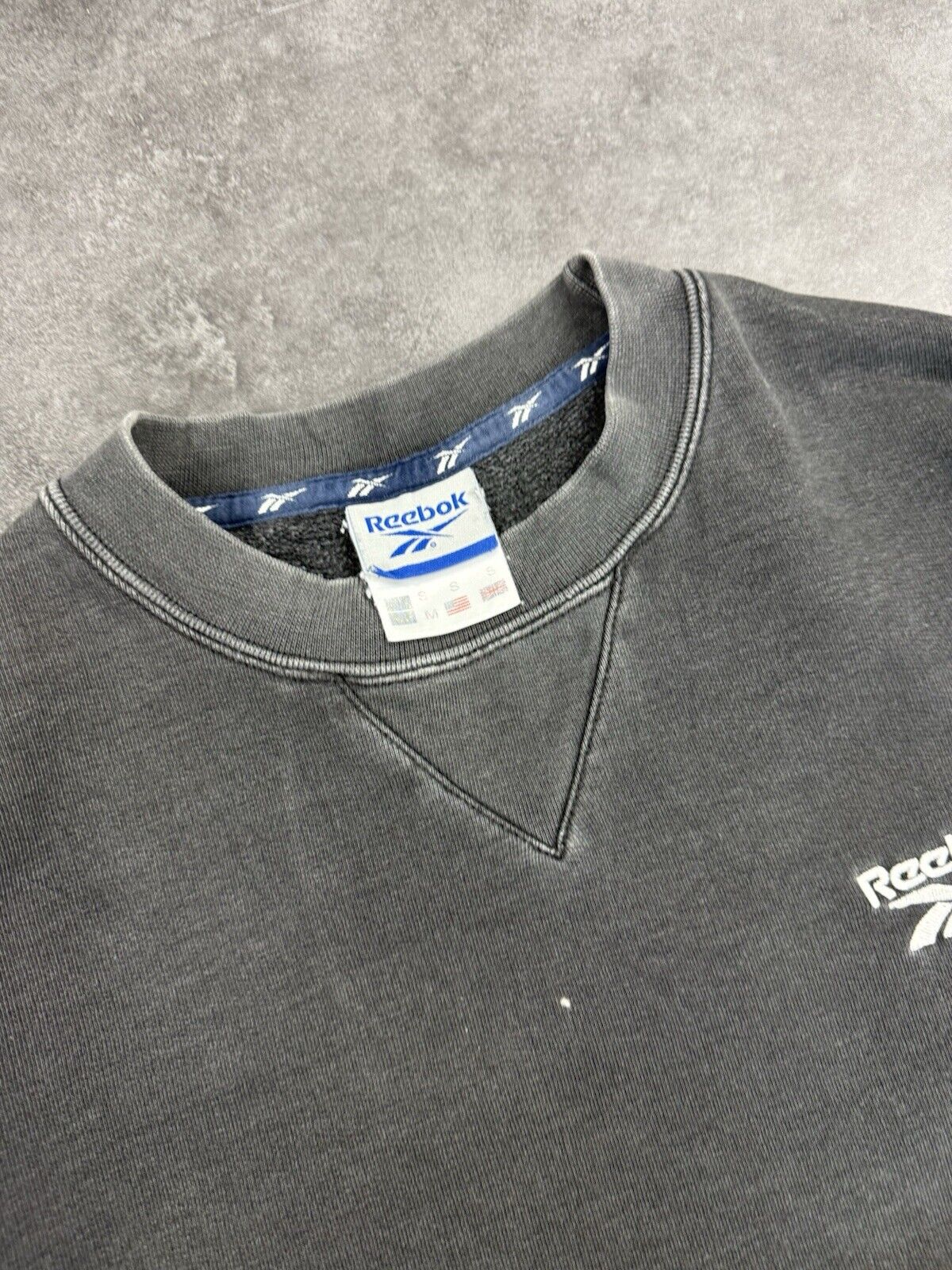 Vintage Y2k Reebok RBK Sweatshirt Black/faded Grey Embroidered S