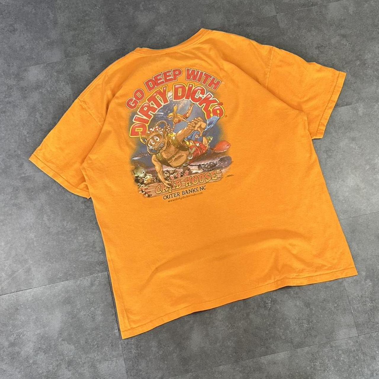 Anvil T 2000s Y2K logo print Dirty Dicks crab house logo