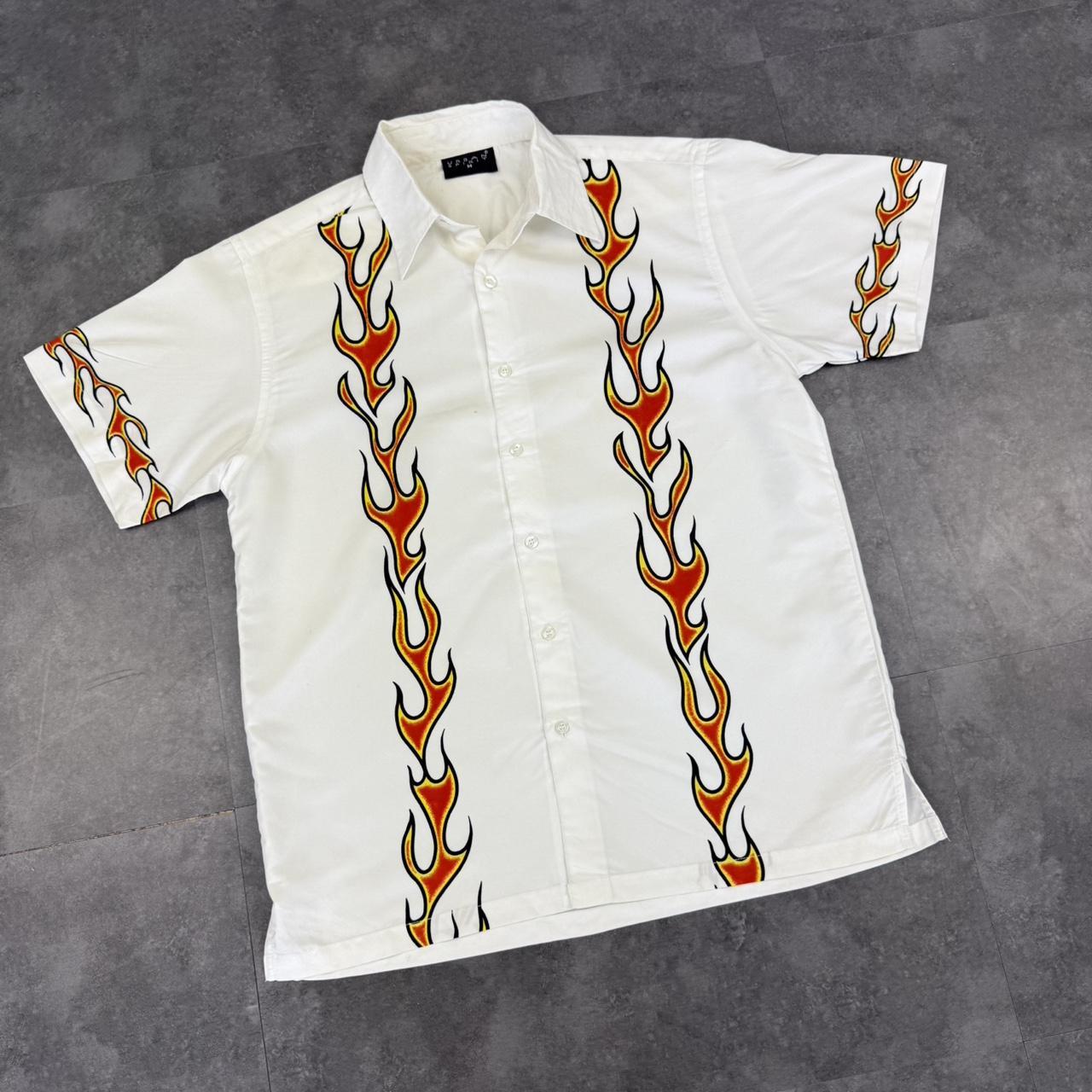 Urban spirit 2000s vintage 90s Y2K lightweight Summer racing button down bowling Shirt