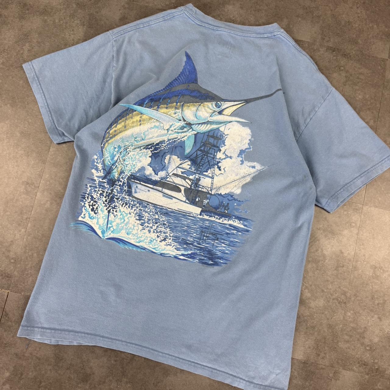 Guy Harvey 2000s surf marlin fishing Logo design graphic T shirt