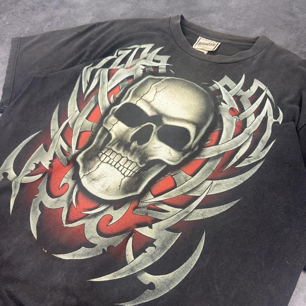 American Feeling 2000s Print graphic Tribal Skull logo T shirt