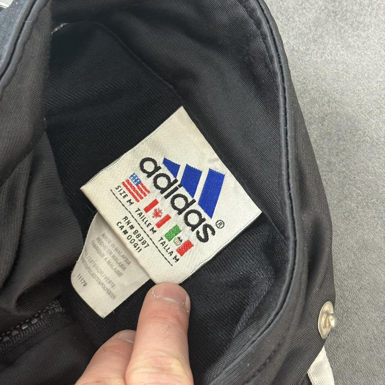 Vintage Adidas 90s spellout embroidered logo sportswear three stripe track jacket