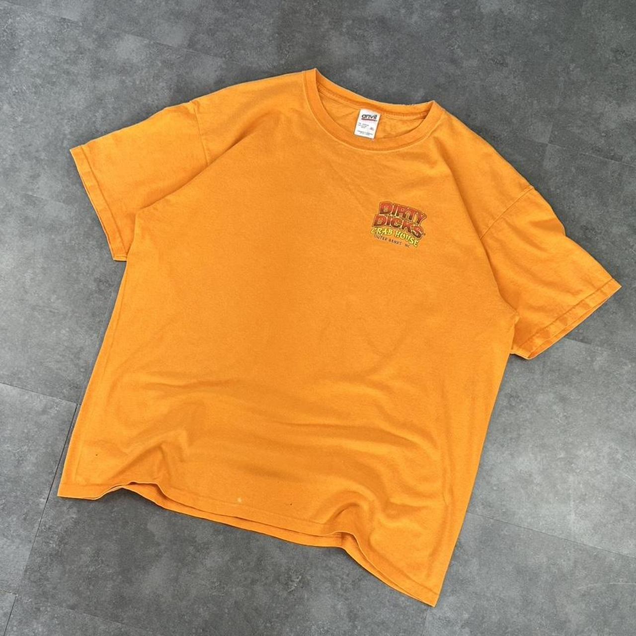Anvil T 2000s Y2K logo print Dirty Dicks crab house logo