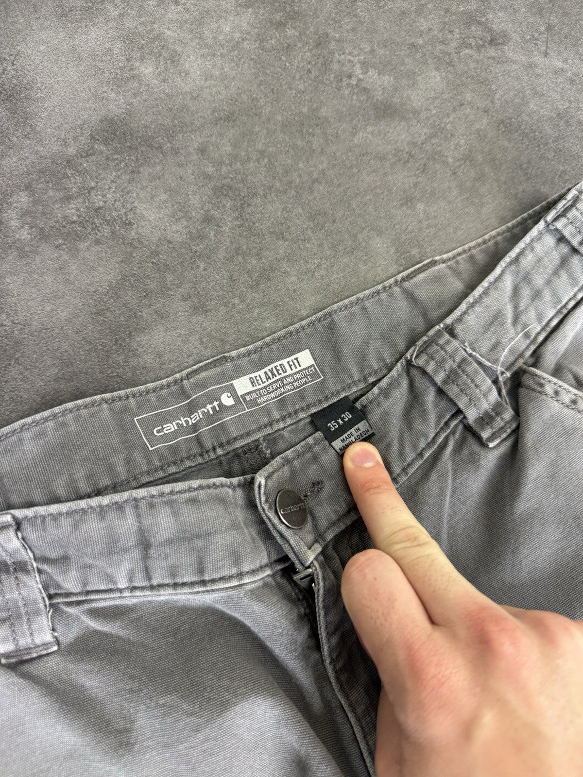 Vintage Carhartt Workwear Trousers Y2k 90s Cargo Pant Size 35w 30L Grey Mens
