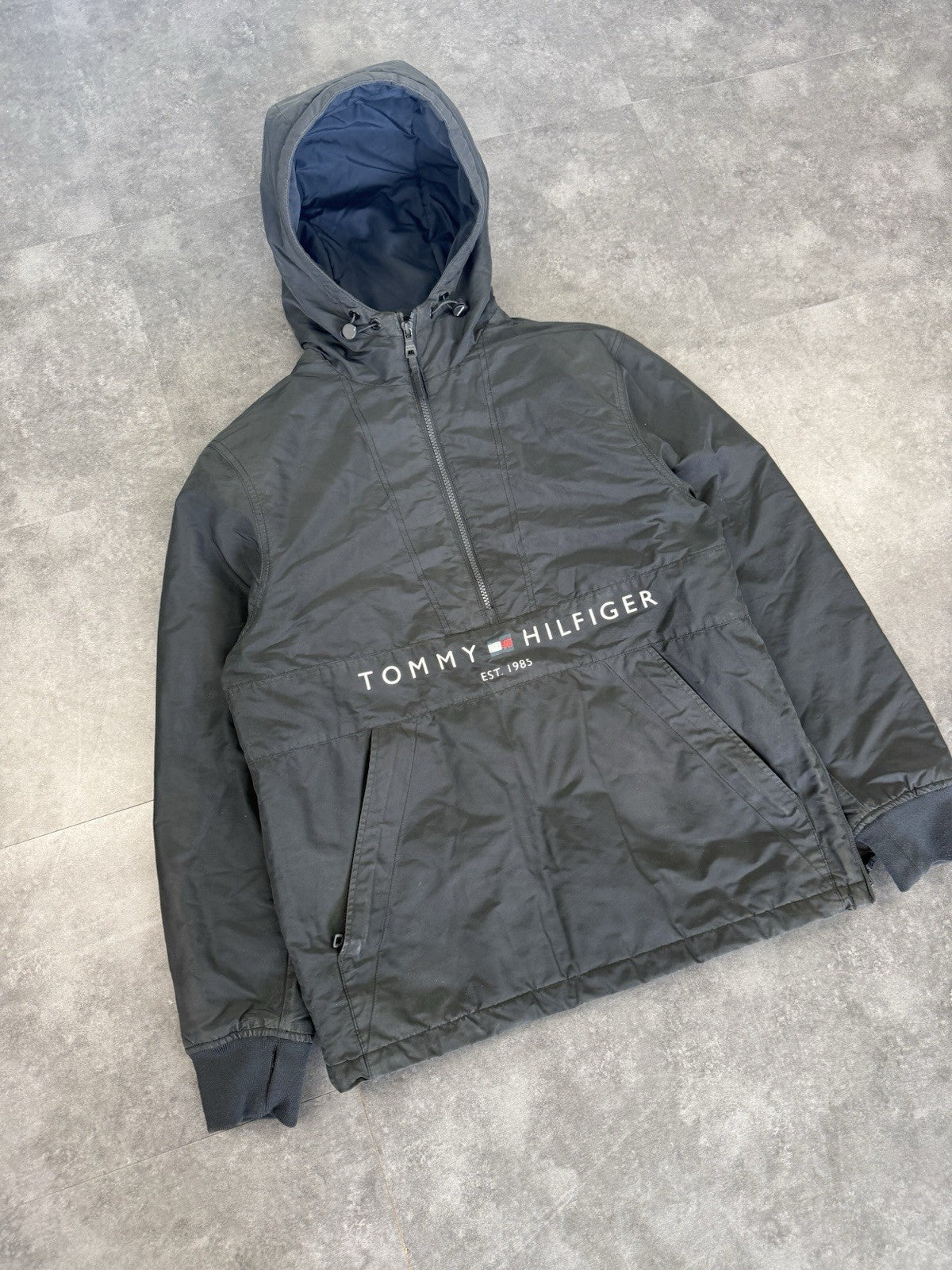 Tommy Hilfiger Padded Windbreaker Half Zip Water Resistant Hoodie Jacket