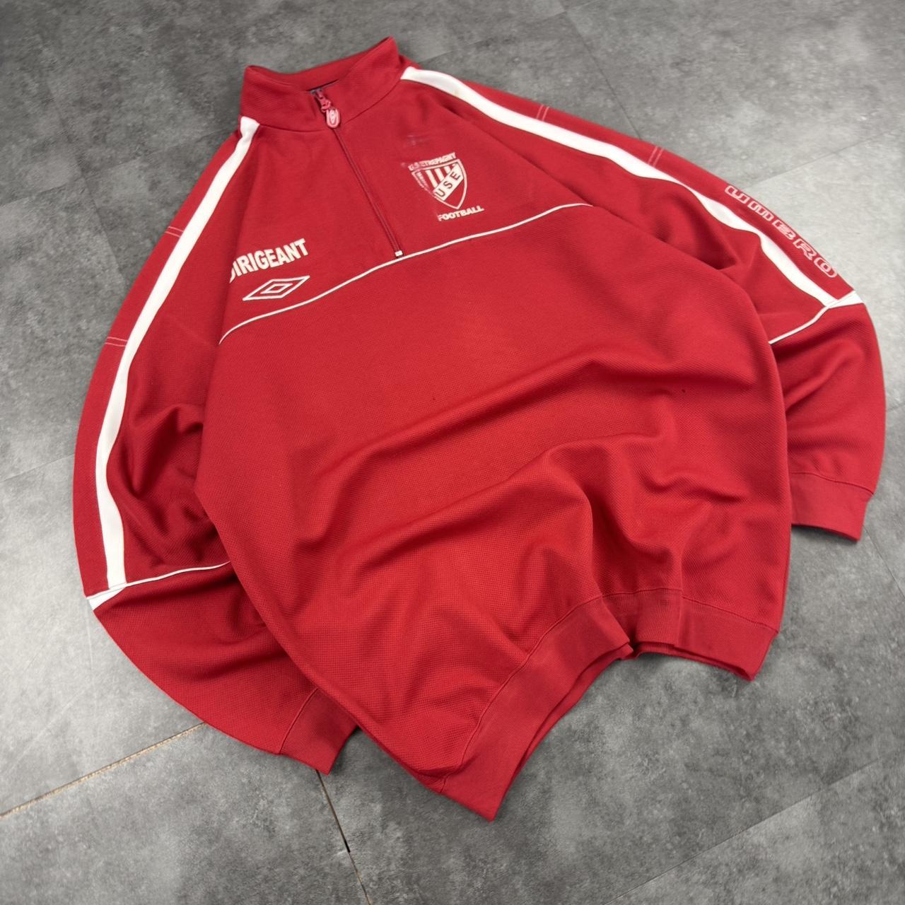 Vintage Umbro 2000s British sportwear big Logo classic embroidered 1/4 football sweatshirt