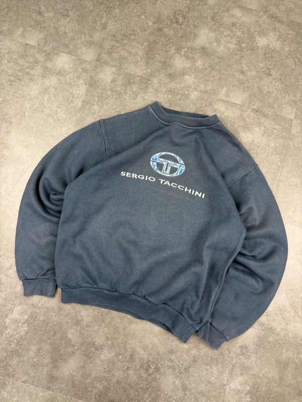 Sergio Tacchini Vintage 90s Spellout Sweatshirt Y2k Embroidered Logo