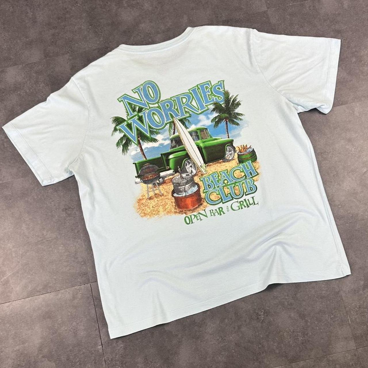 No Worries T 2000s Print Pale blue Beach Club Logo graphic T shirt