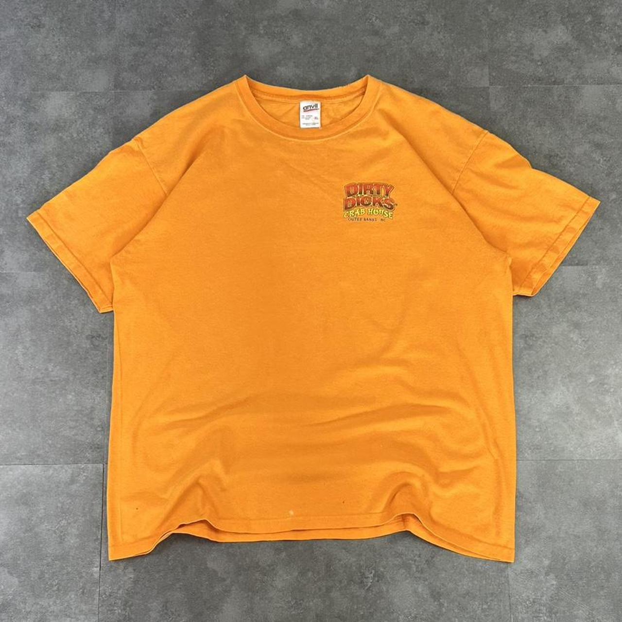 Anvil T 2000s Y2K logo print Dirty Dicks crab house logo