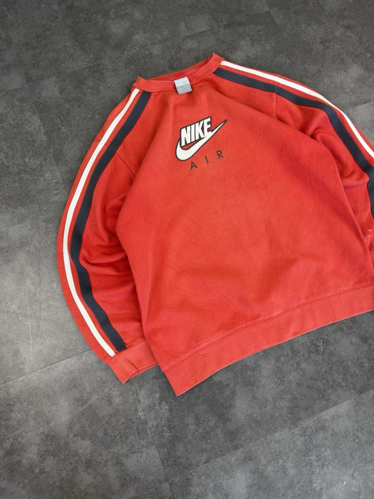 Nike Air Vintage Sweatshirt Red Centre Swoosh Retro 90s Pullover Men's M