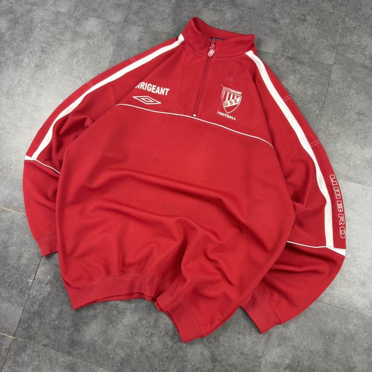Vintage Umbro 2000s British sportwear big Logo classic embroidered 1/4 football sweatshirt