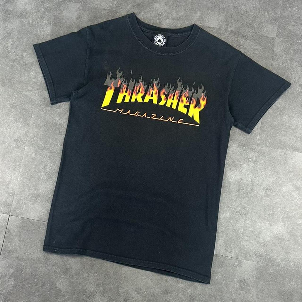 Thrasher T 2000s Print Flaming Logo design graphic T shirt