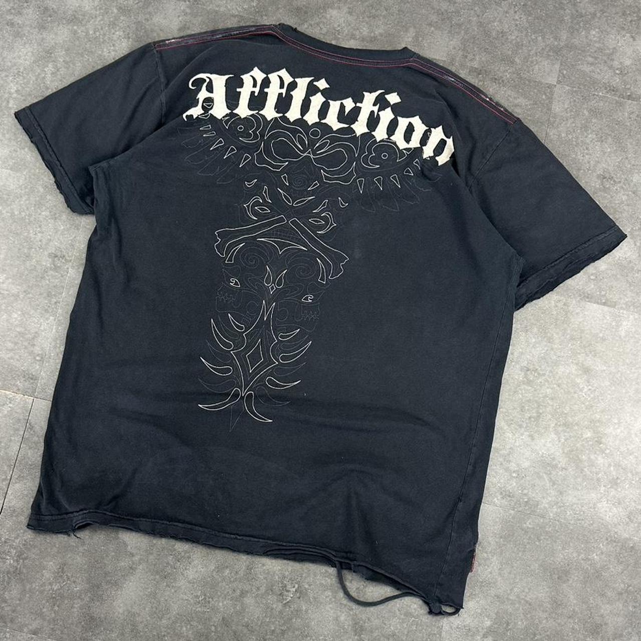 Affliction 2000s tribal Skull and Eagle print graphic logo T shirt