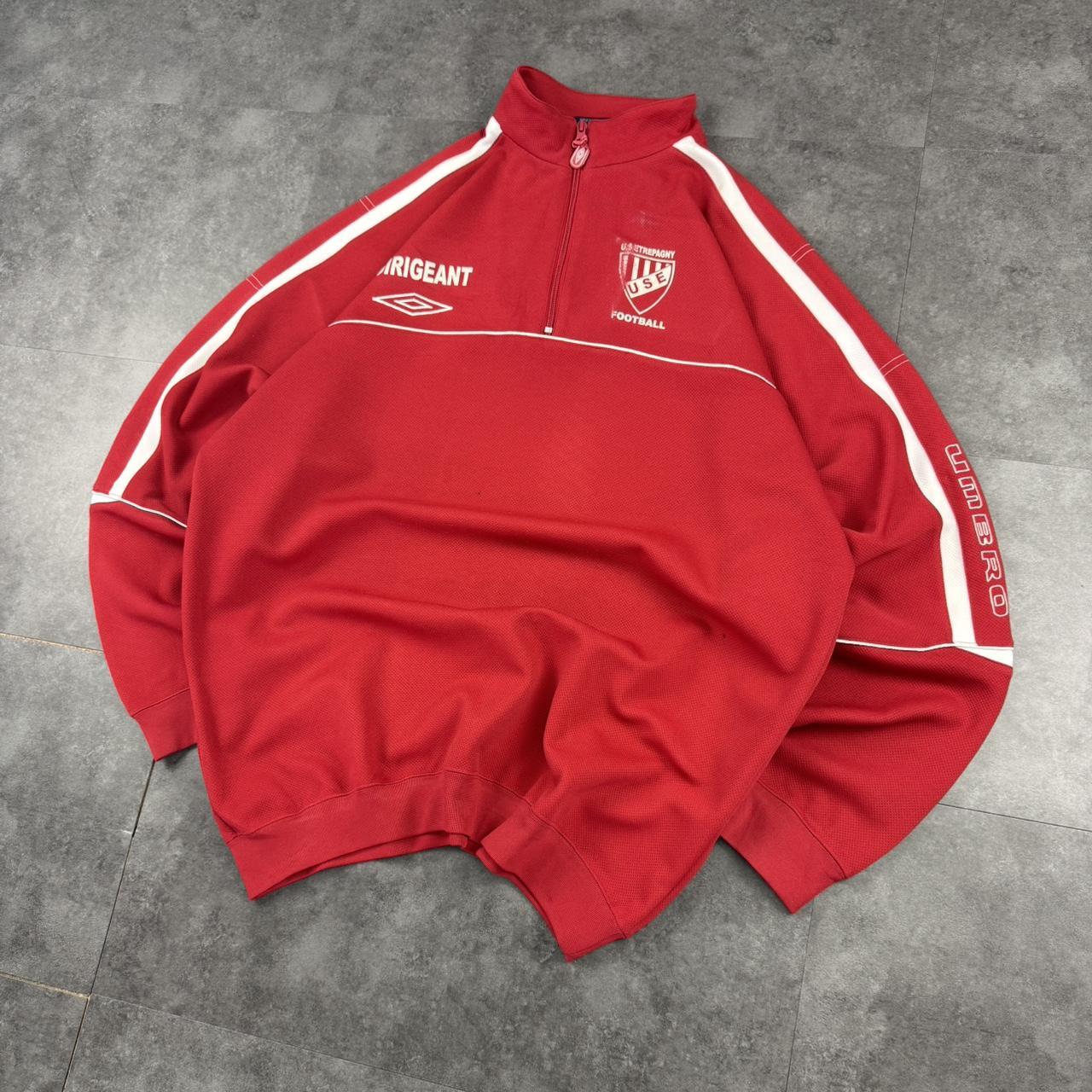 Vintage Umbro 2000s British sportwear big Logo classic embroidered 1/4 football sweatshirt