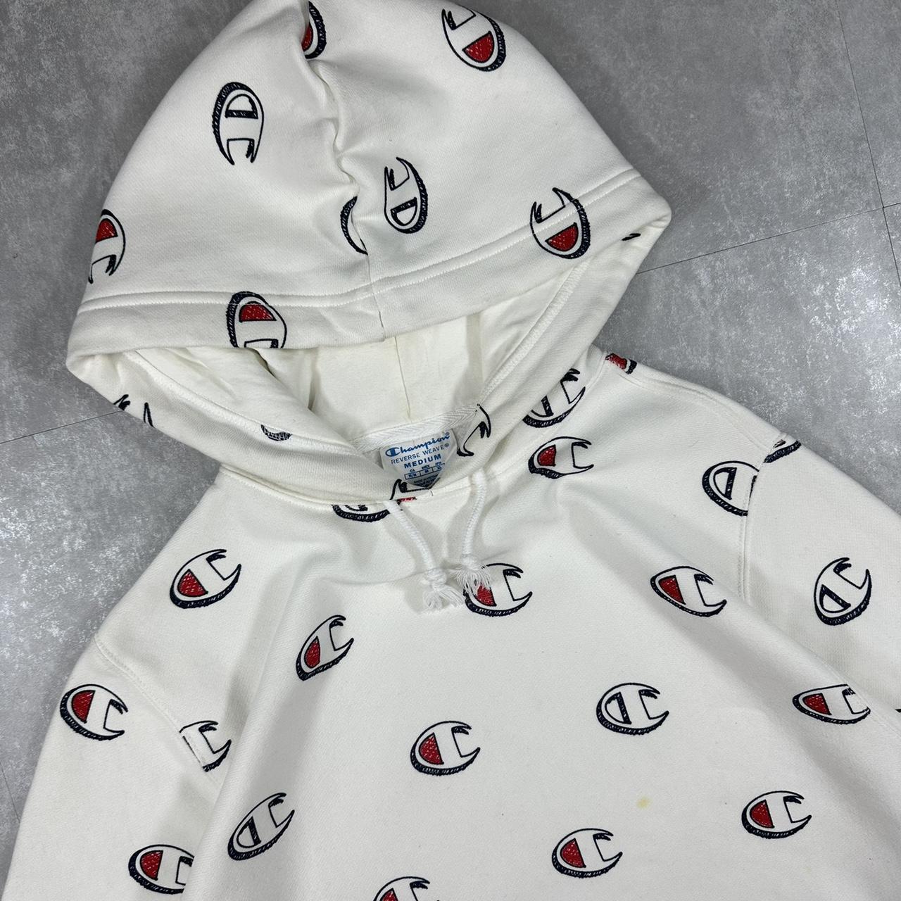 Champion classic 2000s/90s vintage all over logo hoodie sweatshirt