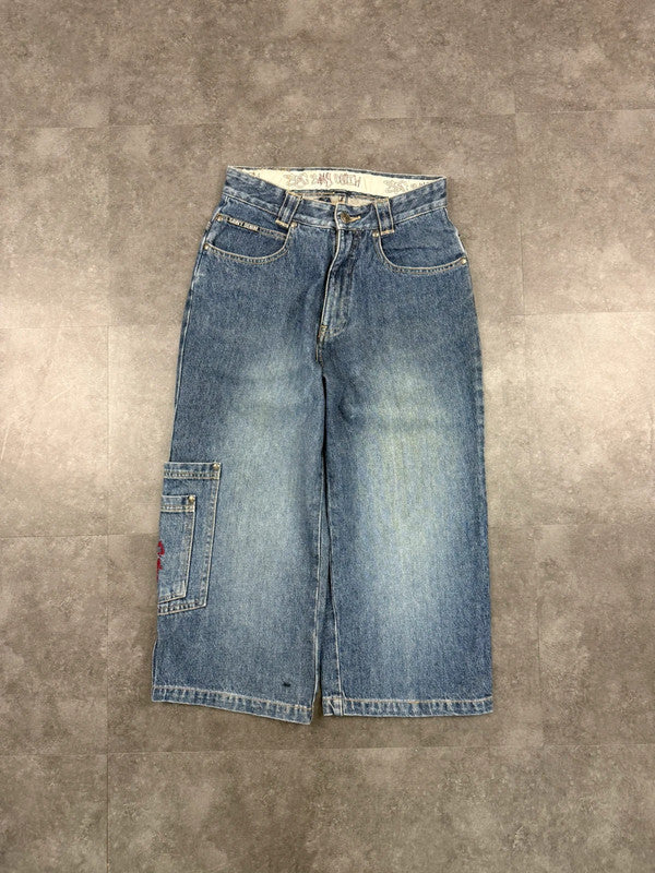 Savvy Denim 2000s Hiphop Graffiti Print Workwear Jorts cargo style Denim Shorts