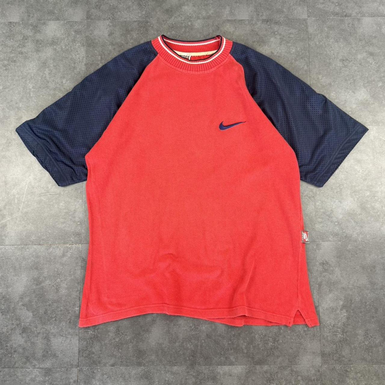 Nike vintage 90s basketball style mesh sleeve embroidered T shirt