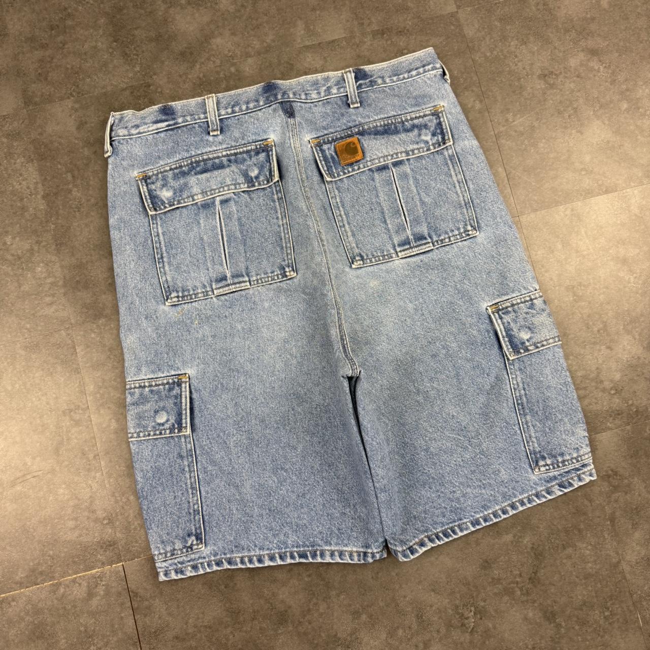 Carhartt 2000s dungaree workwear comfort fit denim shorts jorts