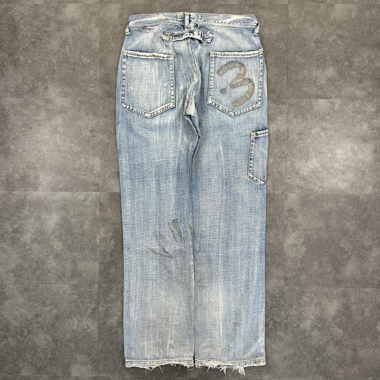 Japanese style hiphop 2000s embroidered jeans
