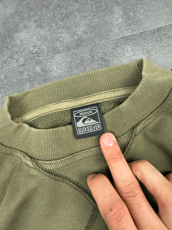 Quiksilver 2000s Embroidered Spellout Sweatshirt Old English Surf Skate Grunge Print