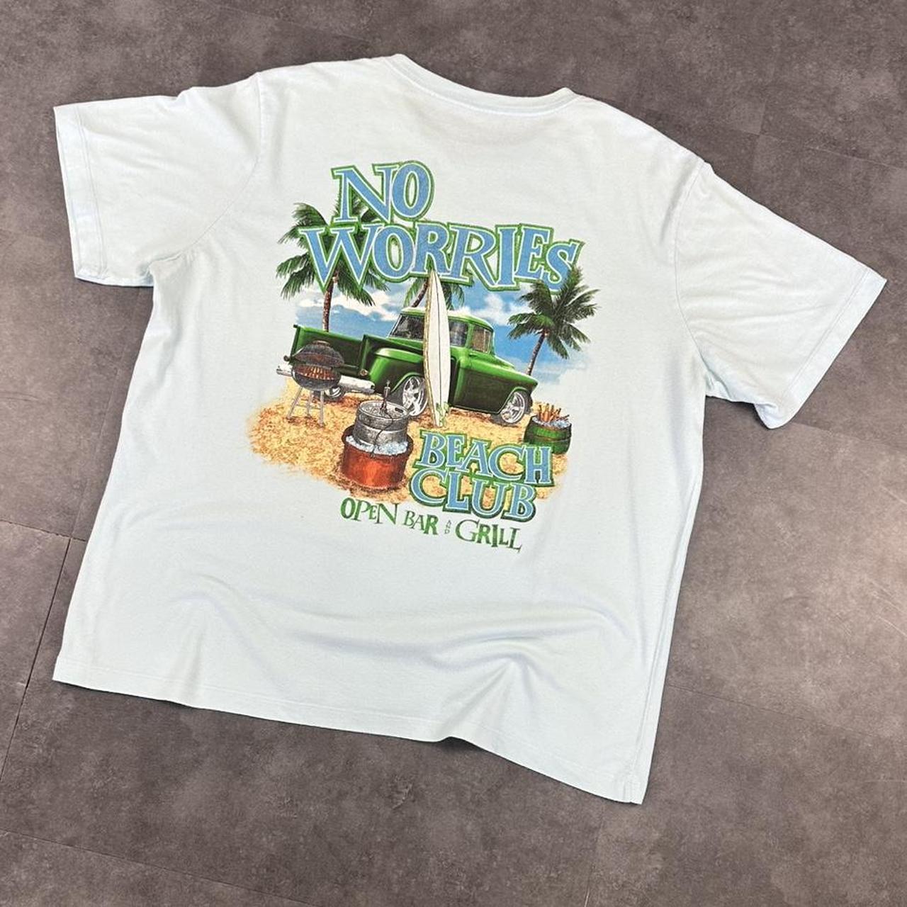 No Worries T 2000s Print Pale blue Beach Club Logo graphic T shirt