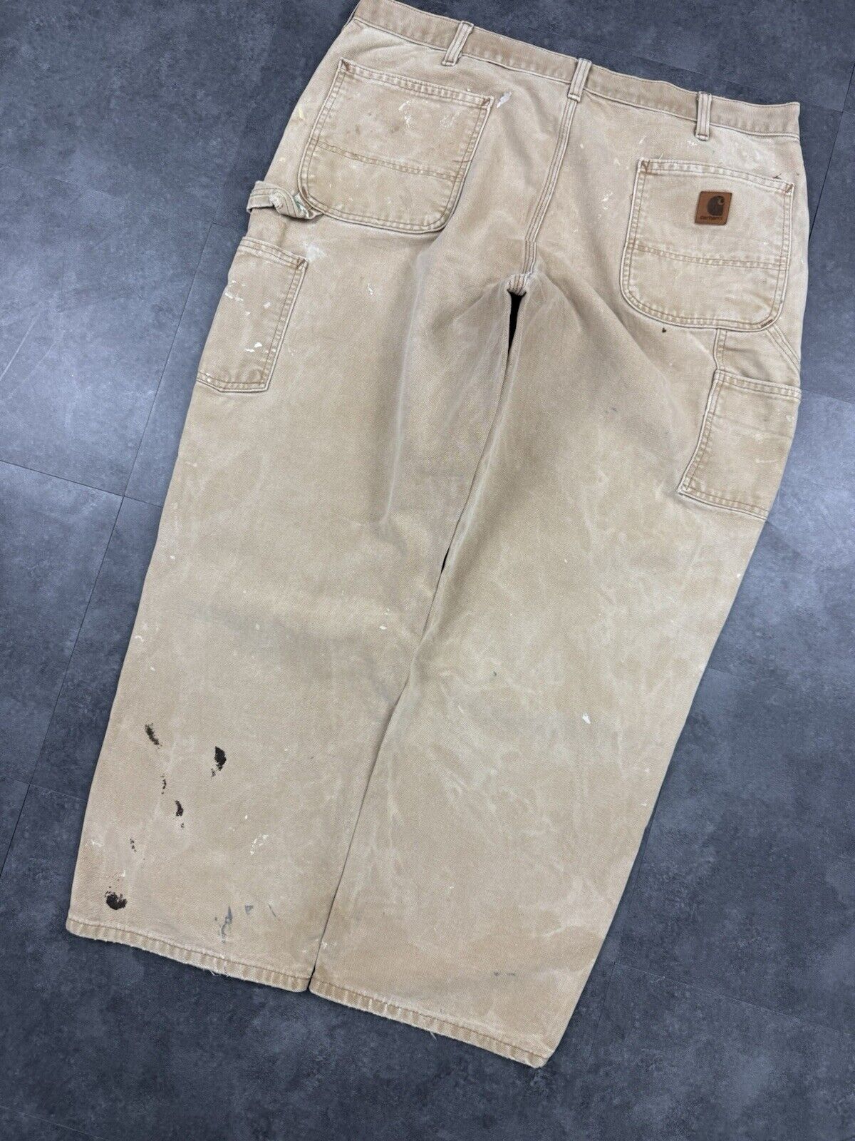 Vintage Carhartt Tan Brown Heavy Carpenter Baggy Trousers 38x30