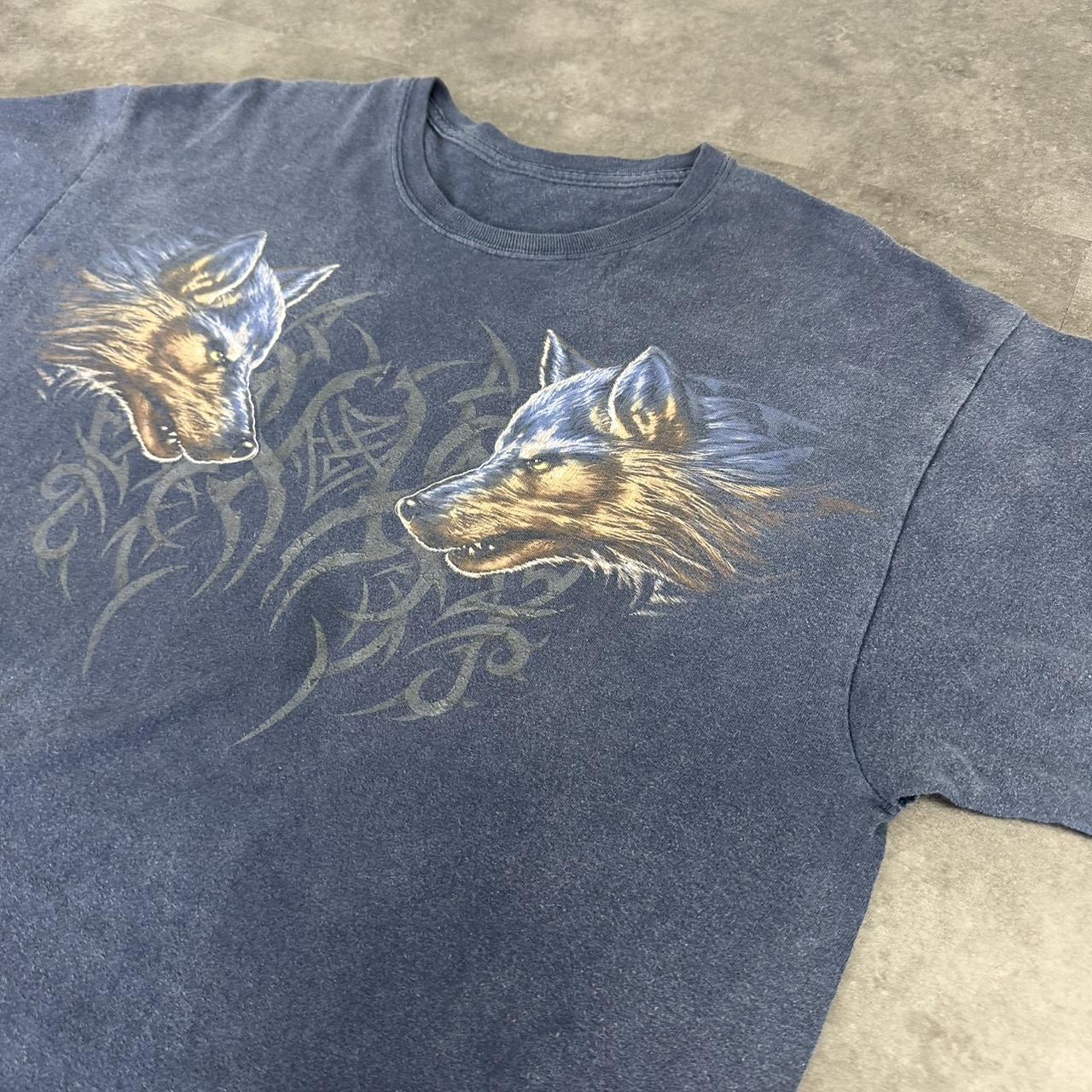 Wolf 2000s Tribal Wolf print graphic logo T shirt