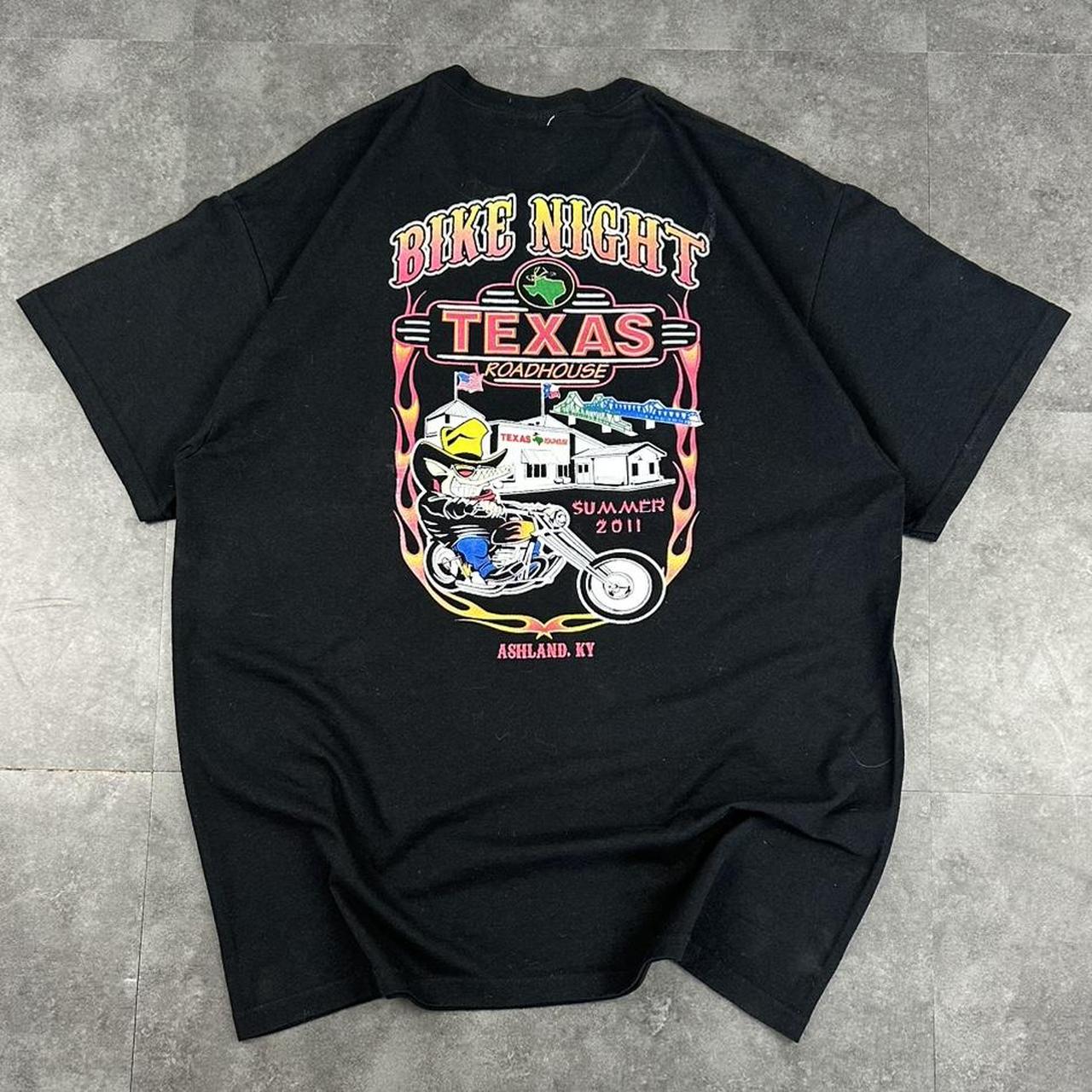 Texas Roadhouse Jerzees 2000s biker motorcycle USA Spellout graphic T shirt