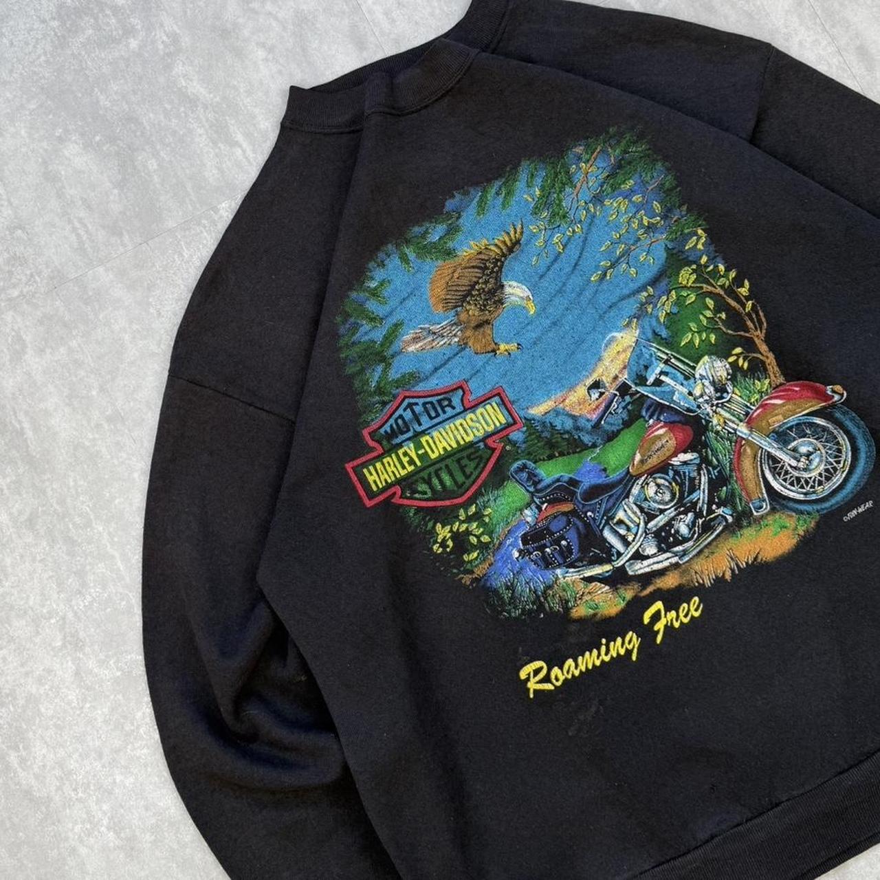 Vintage 90s Harley Davidson ‘roaming free’ distressed graphic print sweatshirt