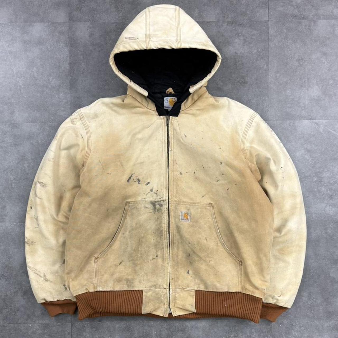 J140 vintage Carhartt sun faded duck active quilted flannel lined jacket