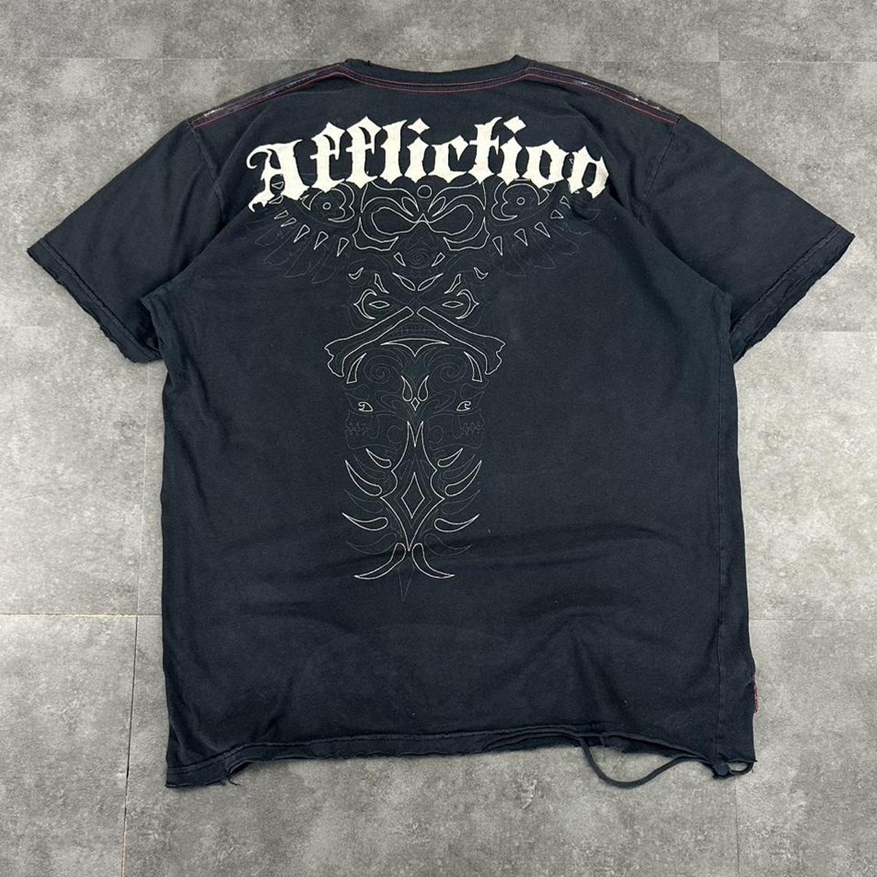 Affliction 2000s tribal Skull and Eagle print graphic logo T shirt