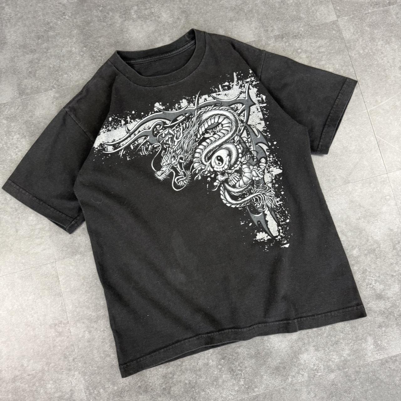 Women’s 2000s Dragon gothic Print Logo graphic T shirt
