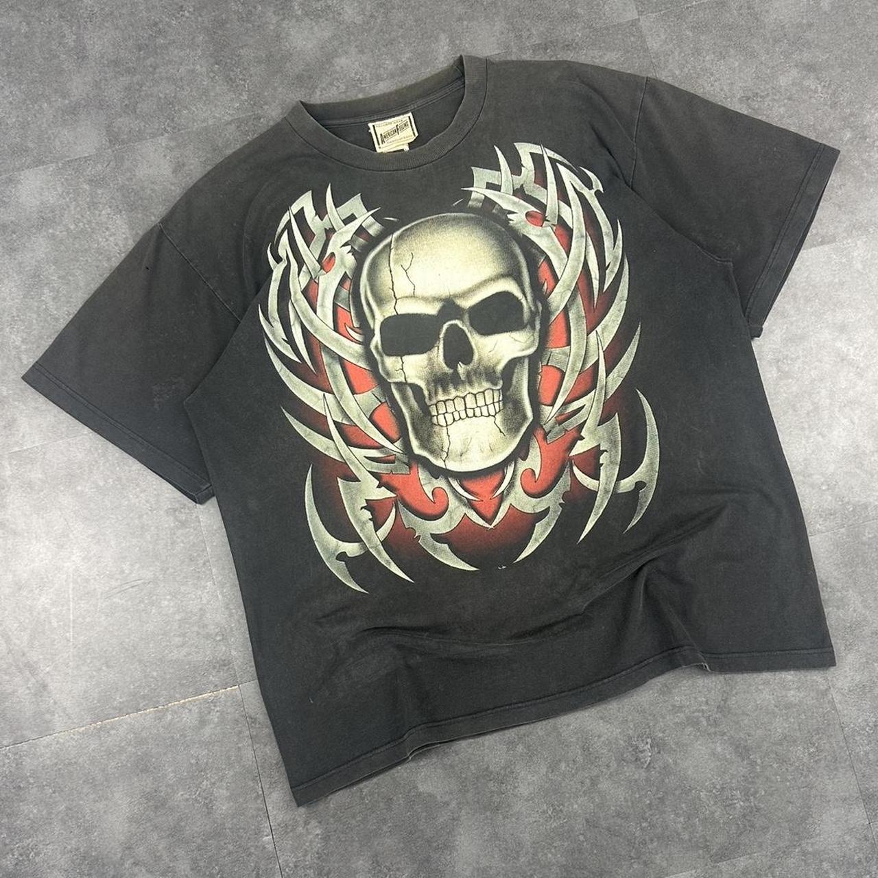 American Feeling 2000s Print graphic Tribal Skull logo T shirt