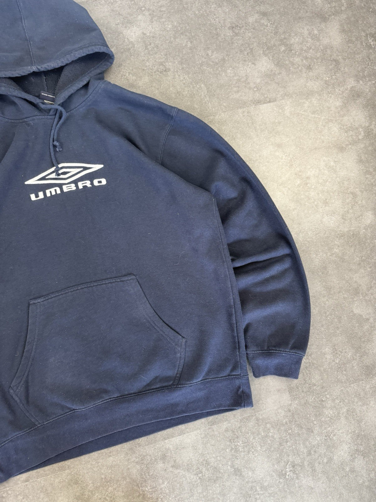 Umbro 2000s hoodie Vintage Navy Embroidered Logo Cotton Y2k 90s Mens L