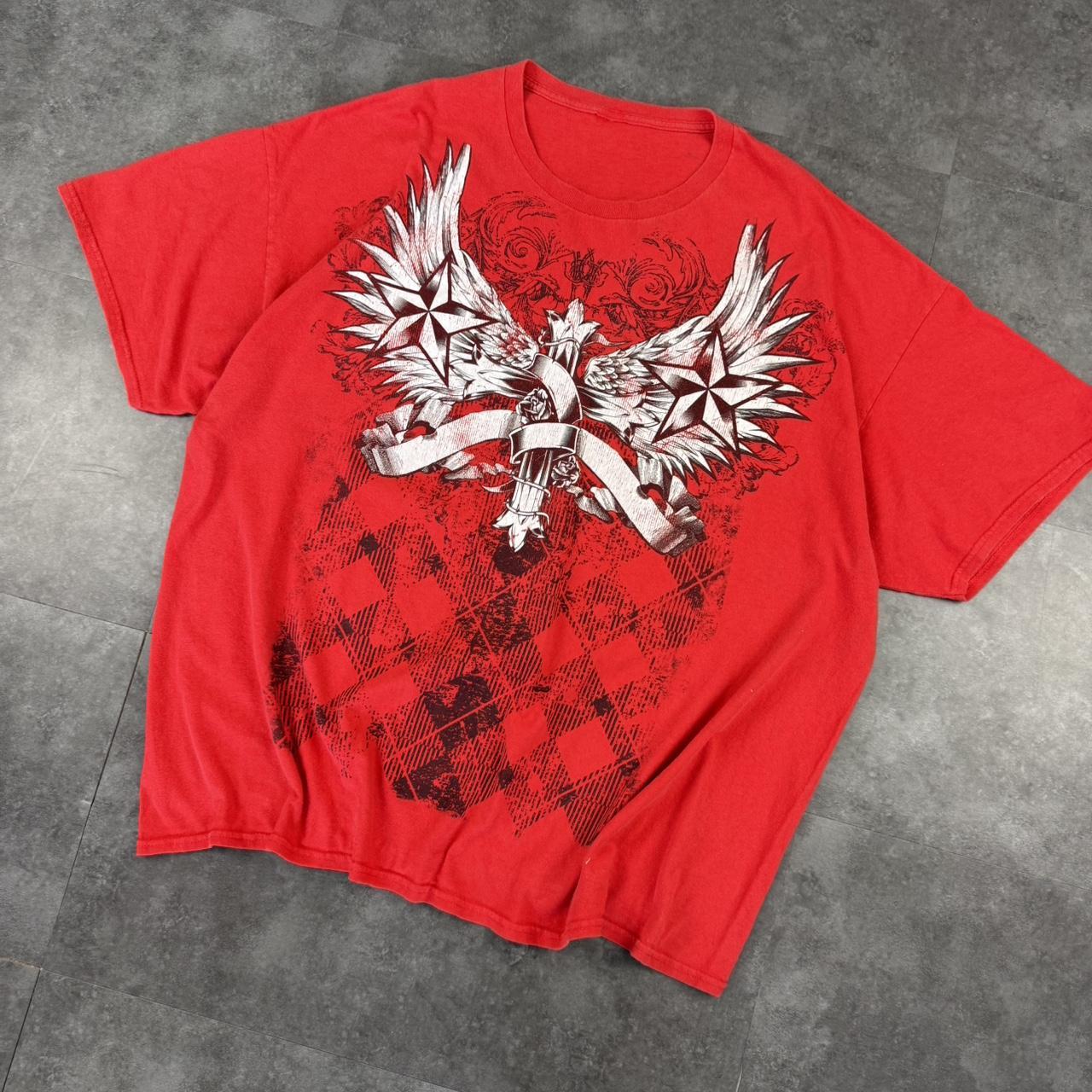 Affliction style 2000s grunge gothic Print Logo graphic T shirt
